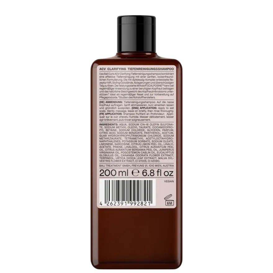 Bali Curls ACV Clarifying Shampoo – Głęboko oczyszczający szampon z kompleksem octu jabłkowego 200 ml