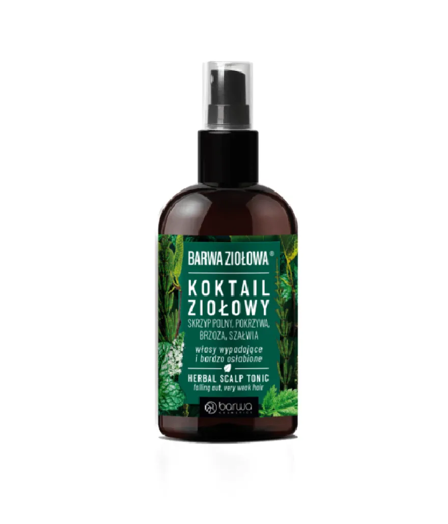 BARWA KOKTAJL ZIOŁOWY – wcierka na porost do włosów wypadających i bardzo osłabionych