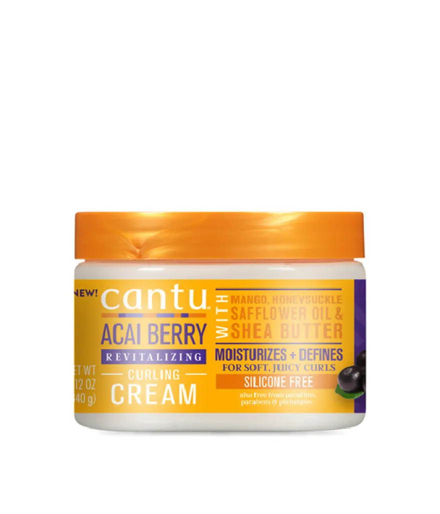CANTU ACAI BERRY CURLING CREAM – definiujący krem dla fal i loków z olejem z krokosza barwierskiego i masłem shea