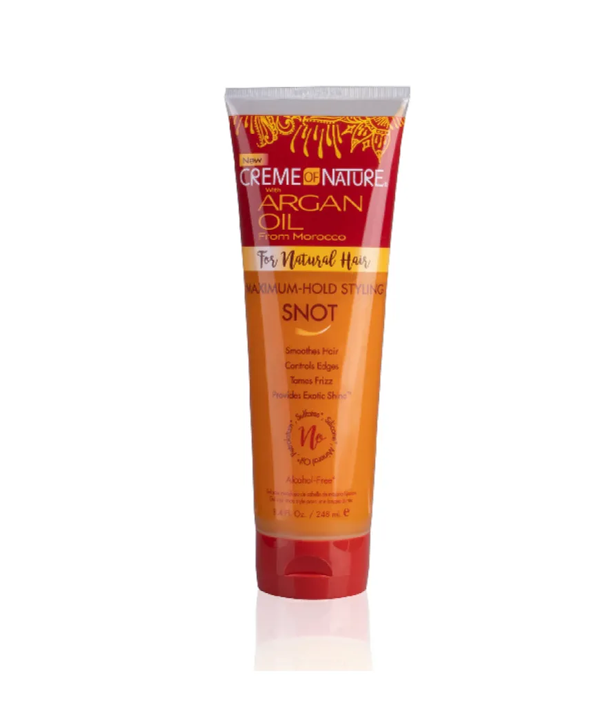 CREME OF NATURE MAXIMUM-HOLD STYLING SNOT – mocno utrwalający żel wzbogacony olejem arganowym