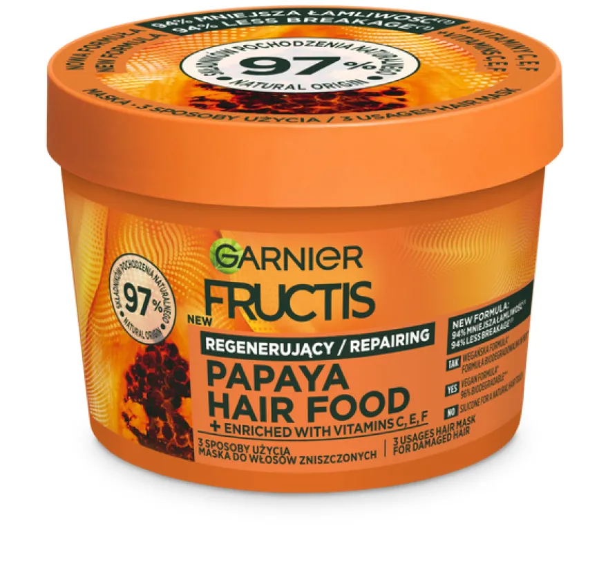 GARNIER FRUCTIS HAIR FOOD PAPAYA – nawilżająca maska z amlą i olejem sojowym