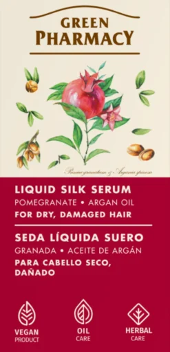 GREEN PHARMACY JEDWAB W PŁYNIE – Płynne serum jedwabne z granatem i olejem arganowym 30 ml