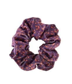 LOCZEK SCRUNCHIE WELUROWA – fioletowe gumki do włosów w różnych wzorach