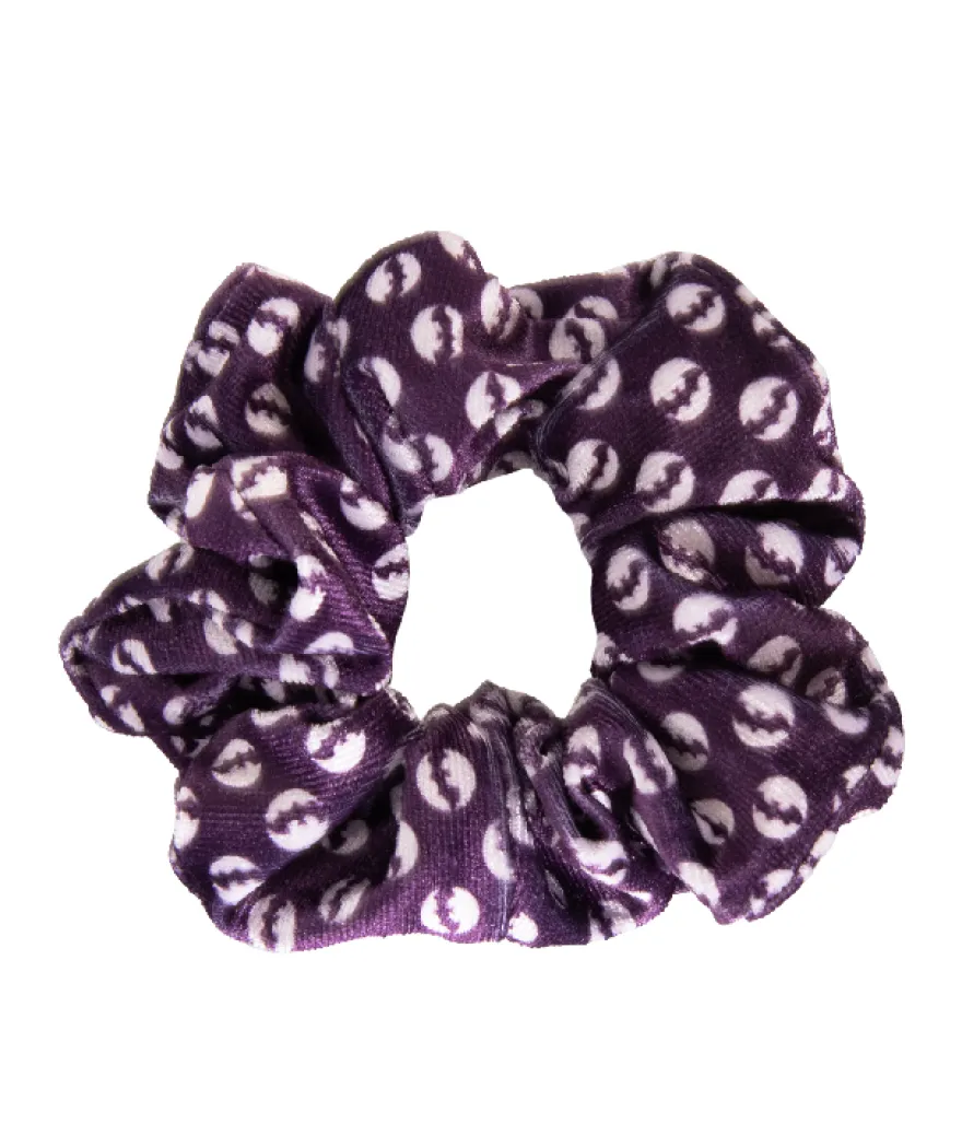 LOCZEK SCRUNCHIE WELUROWA – fioletowe gumki do włosów w różnych wzorach