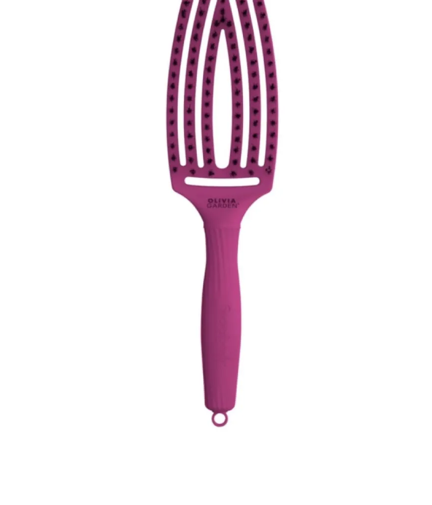 OLIVIA GARDEN FINGER BRUSH COMBO M BRIGHT PINK AMAZONKI – średnia szczotka do rozczesywania i masażu z włosiem dzika