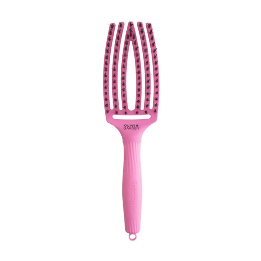 OLIVIA GARDEN FINGER BRUSH COMBO M z włosiem dzika BUBBLE PINK- średnia szczotka do rozczesywania i masażu