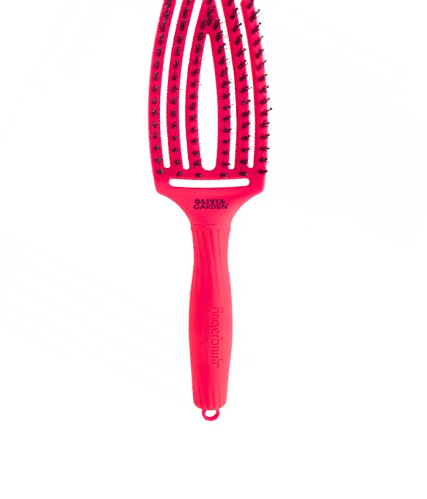 OLIVIA GARDEN FINGER BRUSH COMBO M NEON PINK AMAZONKI – średnia szczotka do włosów z włosiem dzika
