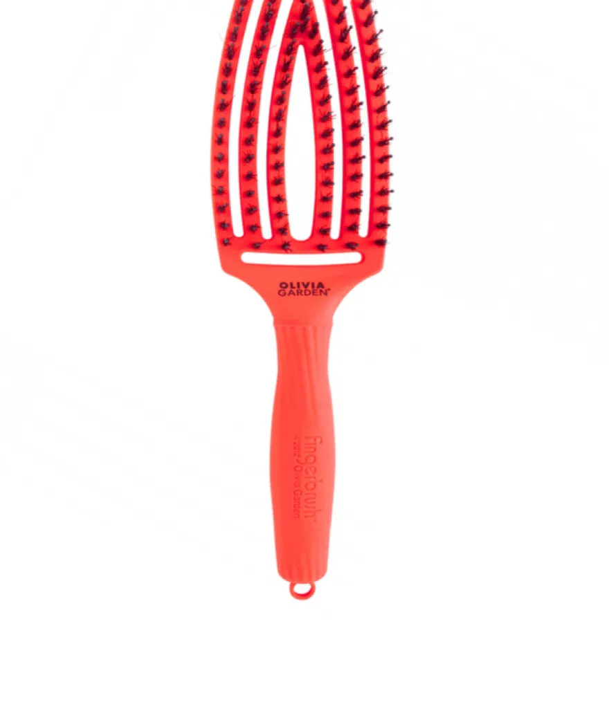 OLIVIA GARDEN FINGER BRUSH COMBO M NEON ORANGE AMAZONKI – średnia szczotka do włosów z włosiem dzika
