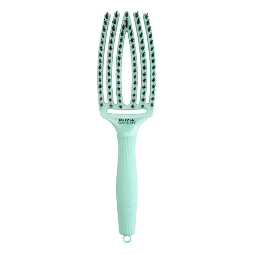 OLIVIA GARDEN FINGER BRUSH COMBO M z włosiem dzika ARCTIC TEAL – średnia szczotka do rozczesywania i masażu